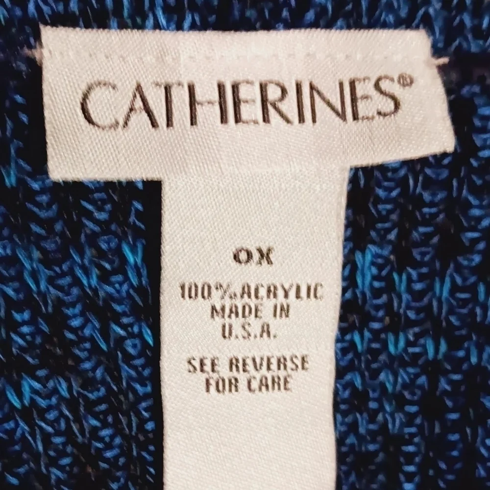 Catherine’s sleeveless Cowl neck sweater  blue & black Size 0X